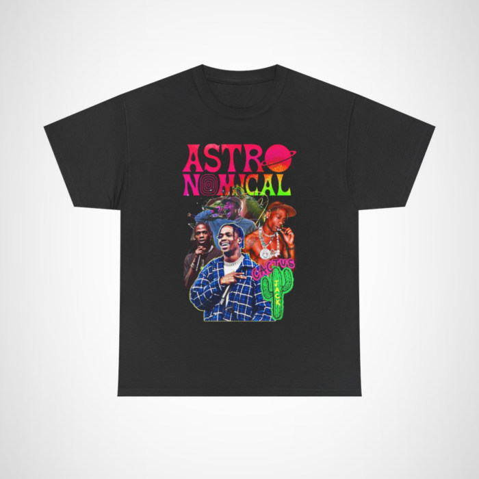 AstroNomical Travis Scott T-Shirt featuring Cactus Jack graphic and cosmic elements Black colour