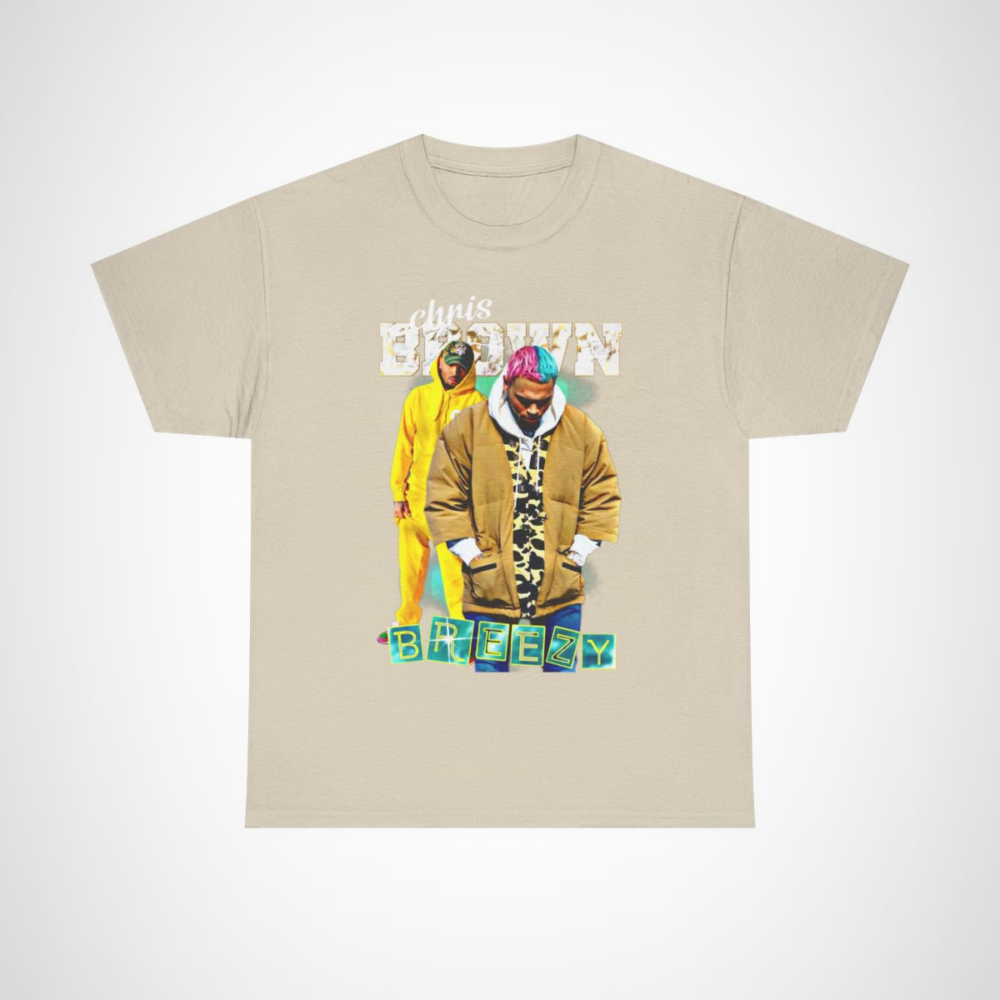 Chris Brown Breezy graphic t-shirt showcasing stylish design and comfortable fit Sand colour