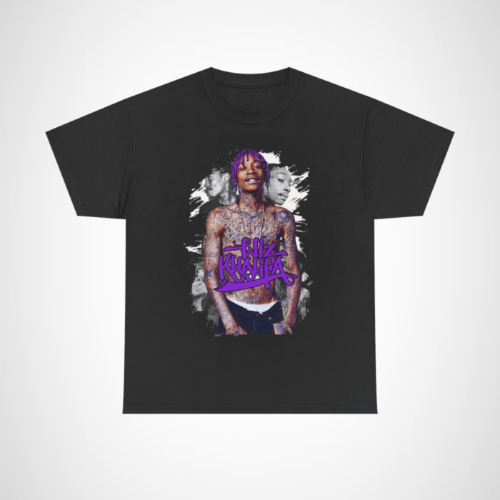 Wiz Khalifa graphic tee featuring purple ink design for music lovers Black colour