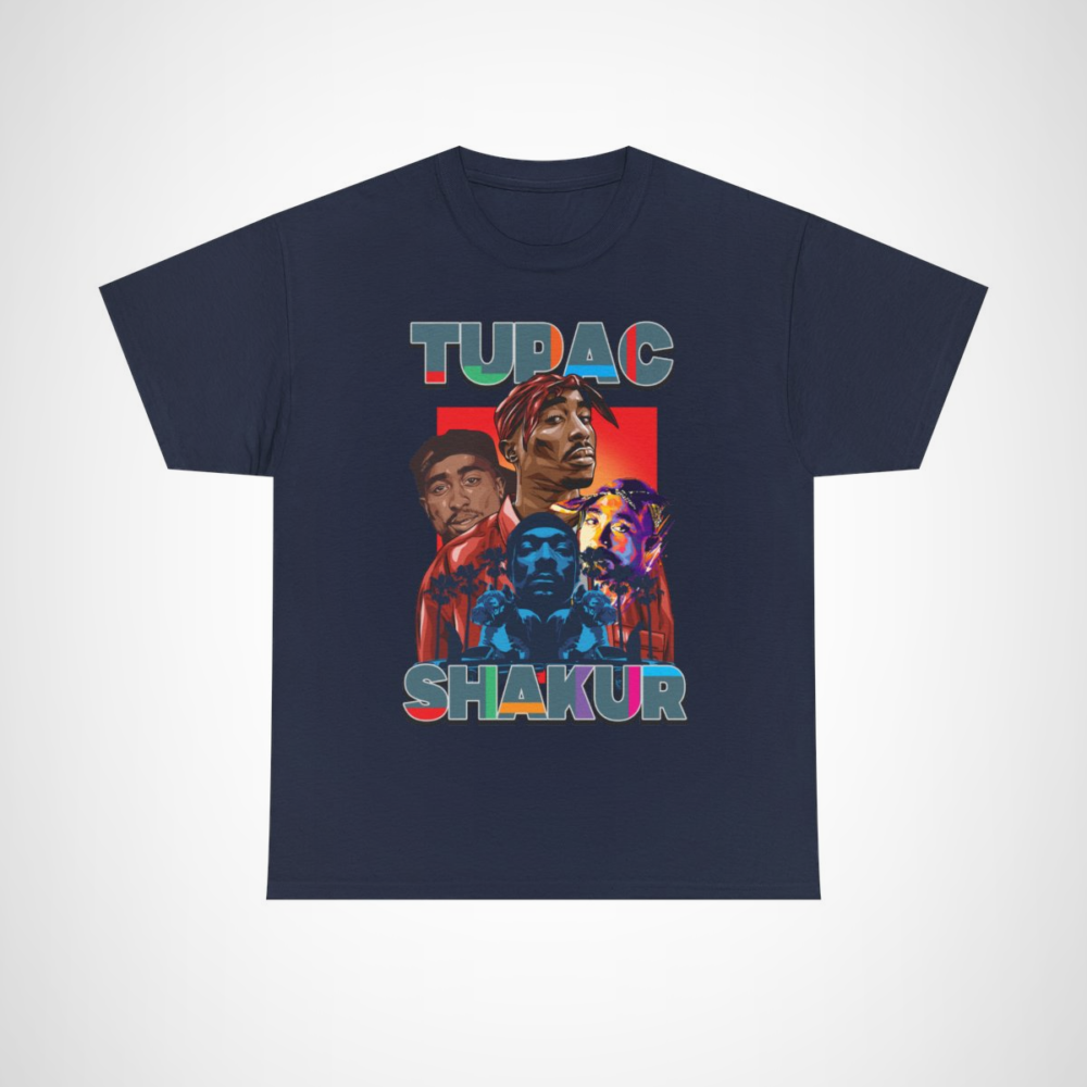 Tupac Shakur graphic tee for hip hop fans Navy colour