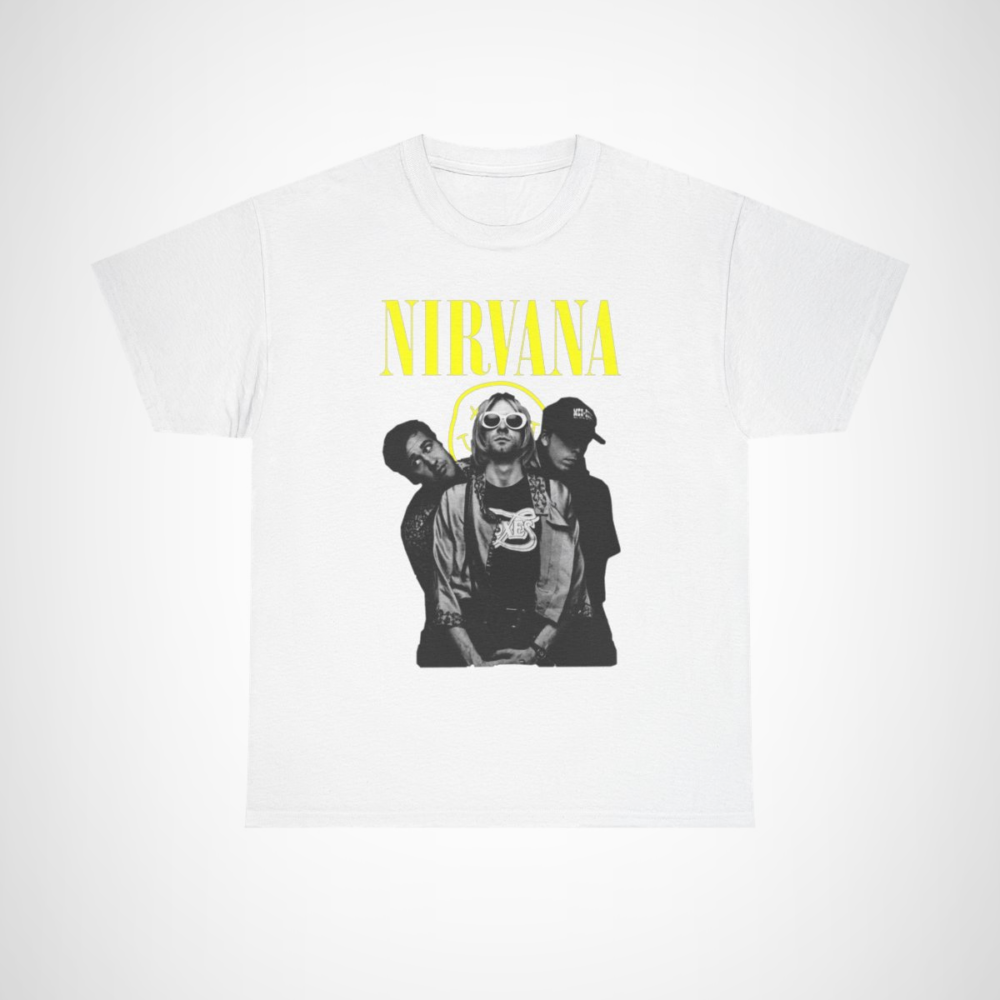 Vintage Nirvana Band T-Shirt perfect for fans of the 90s grunge music era White colour