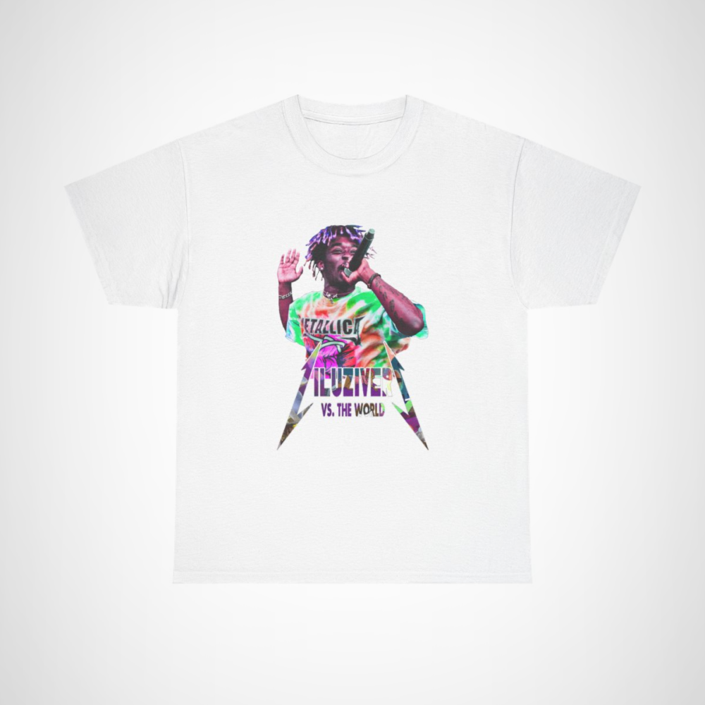 Illuziver vs. The World Hip Hop themed T-shirt showcasing vibrant design White colour