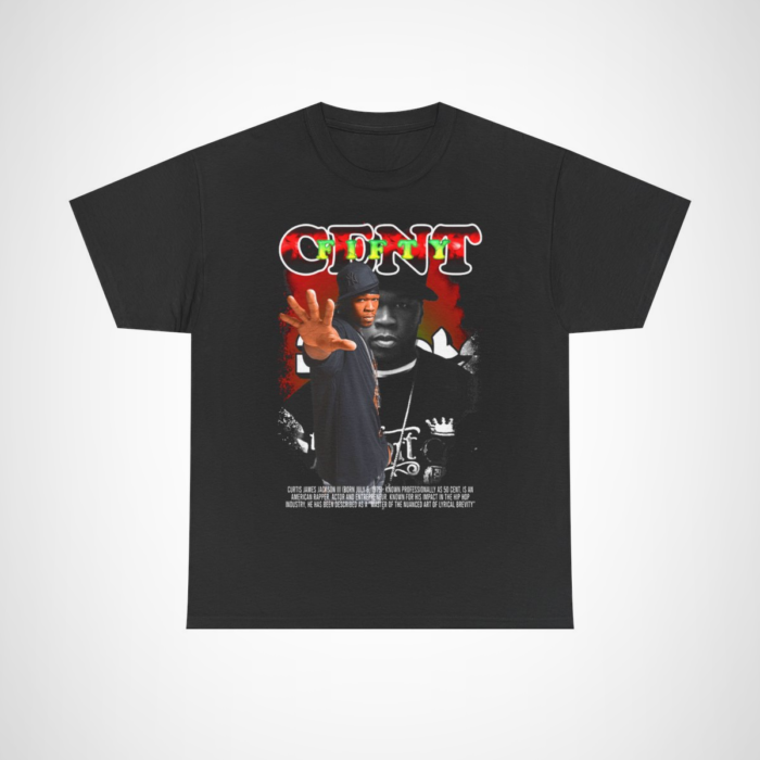 50 Cent iconic hip hop t-shirt with bold graphics Black colour