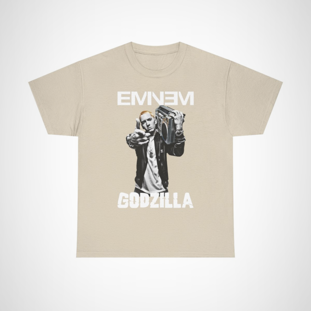 Eminem Godzilla Classic Rap T-Shirt featuring bold graphic design Sand colour