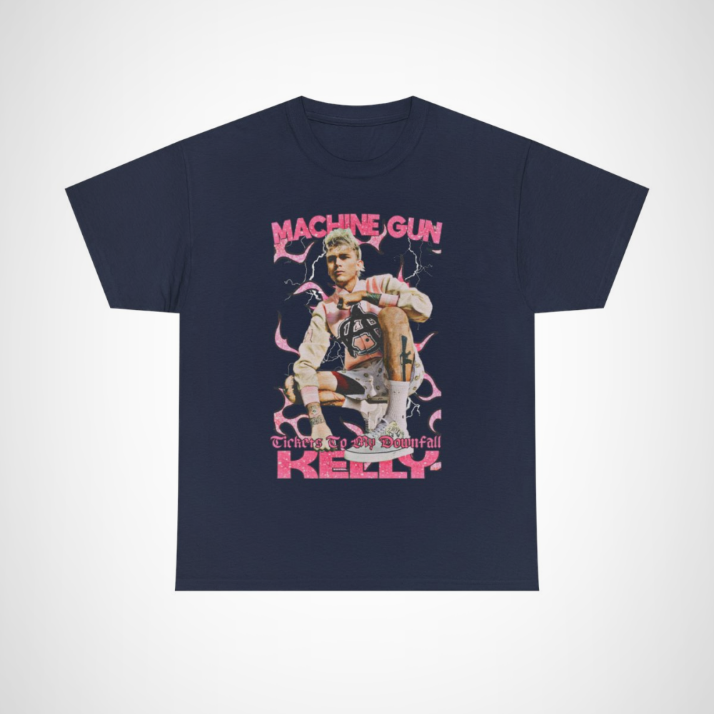 Machine Gun Kelly Tickets To My Downfall T-shirt featuring vibrant graphics Navy colour