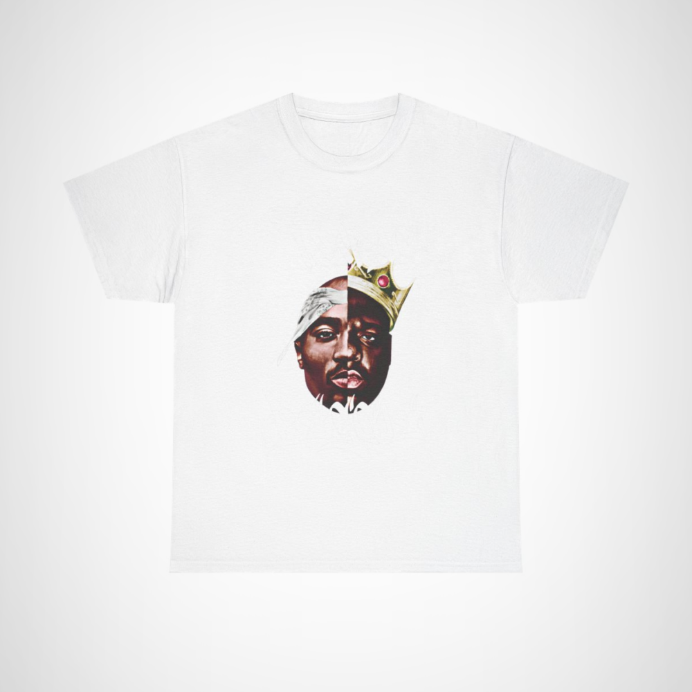 Tupac & Biggie Legends Collab Tee featuring iconic hip hop artwork White colour