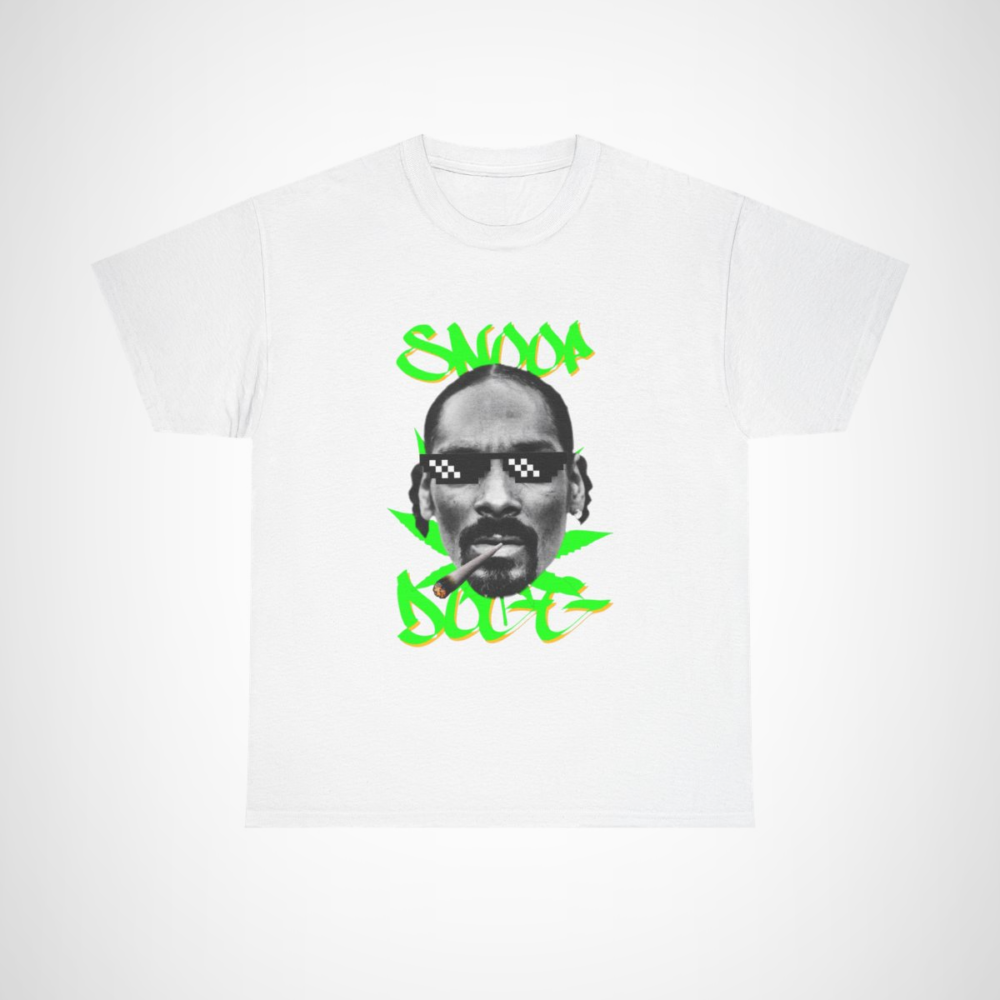 Vibrant Snoop Dogg inspired graphic tee for hip hop fans White colour