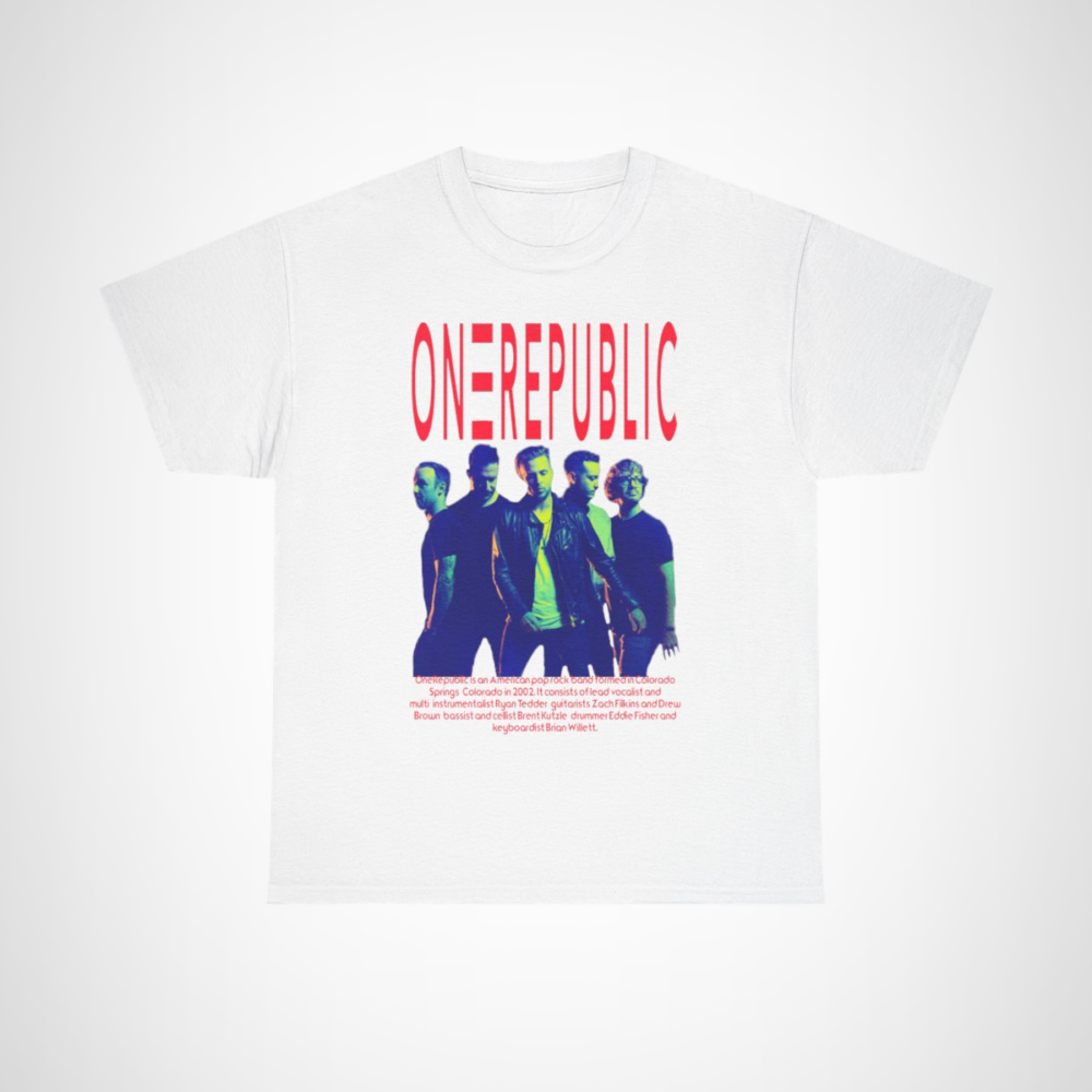 OneRepublic Band Tee showcasing vibrant graphic design for music lovers White colour