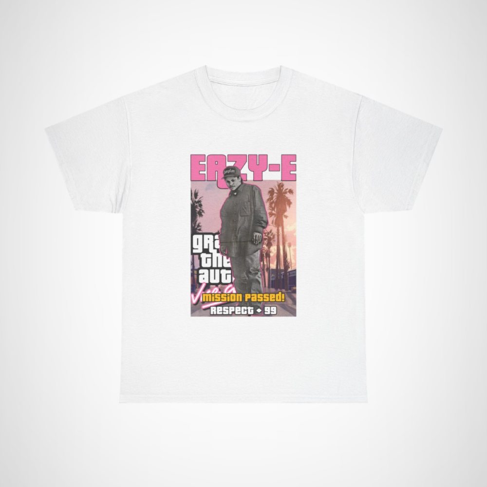 Eazy-E inspired graphic tee featuring vibrant hip-hop design White colour