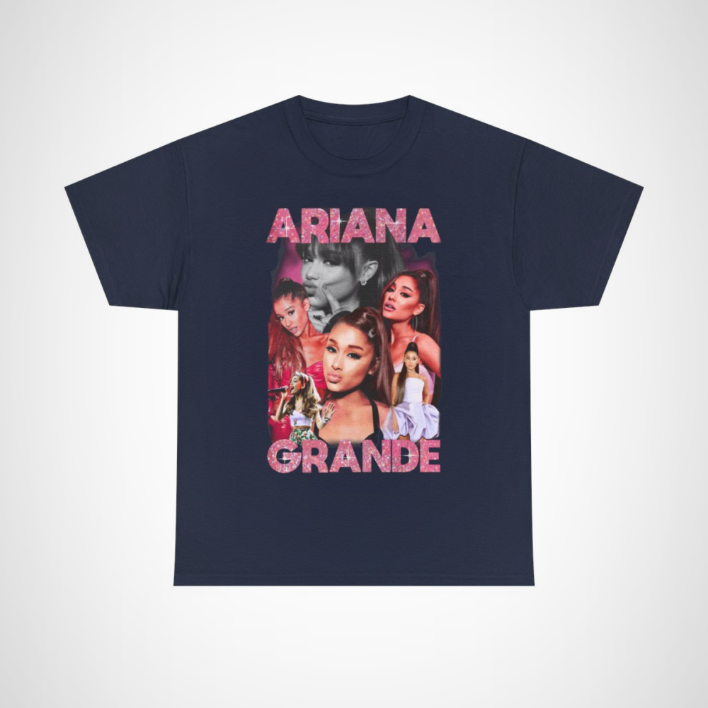 Ariana Grande Glitter Glam T-Shirt showcasing vibrant colours and sparkles Navy colour