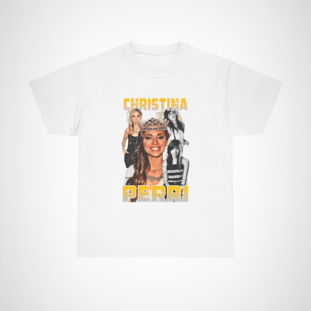 Christina Perri Crowned T-Shirt with artistic design for music lovers White colour