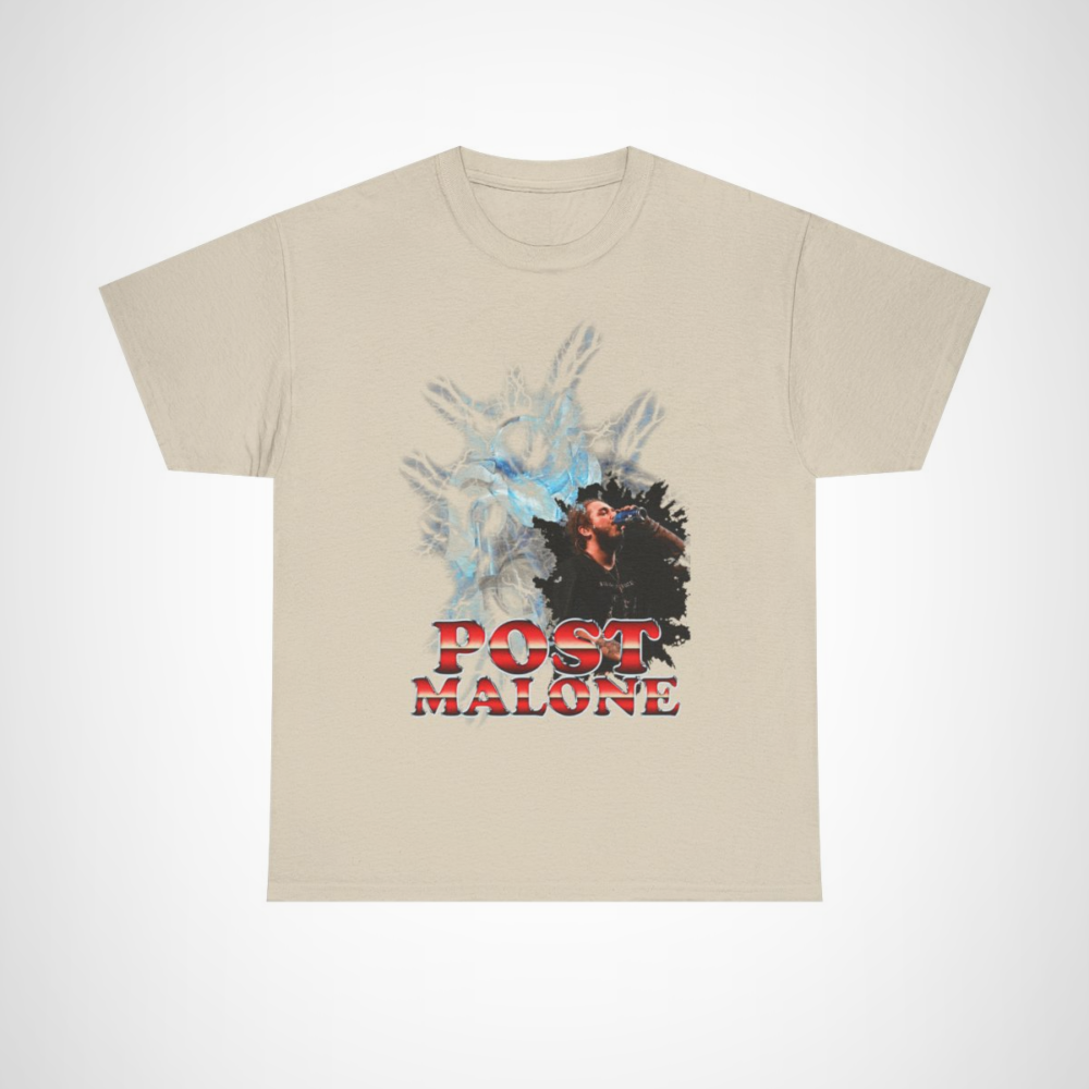 Post Malone Performance Graphic T-Shirt for Music Lovers Sand colour