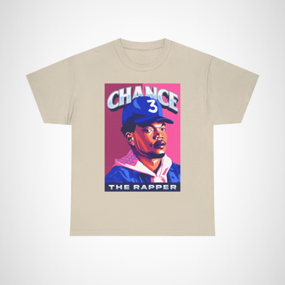 Vibrant Chance The Rapper graphic tee showcasing bold hip hop design Sand colour