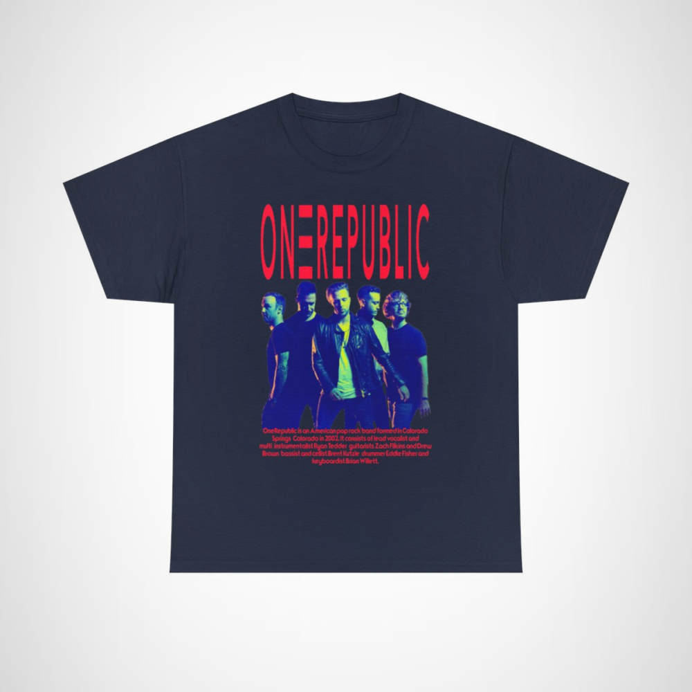 OneRepublic Band Tee showcasing vibrant graphic design for music lovers Navy colour