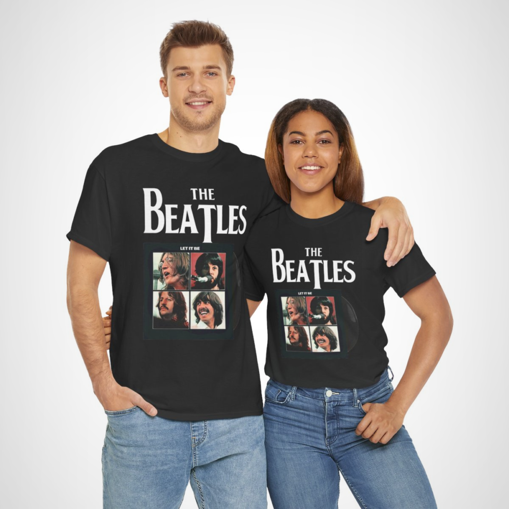 Vintage Beatles Let It Be album cover t-shirt showcasing iconic imagery from the famous band