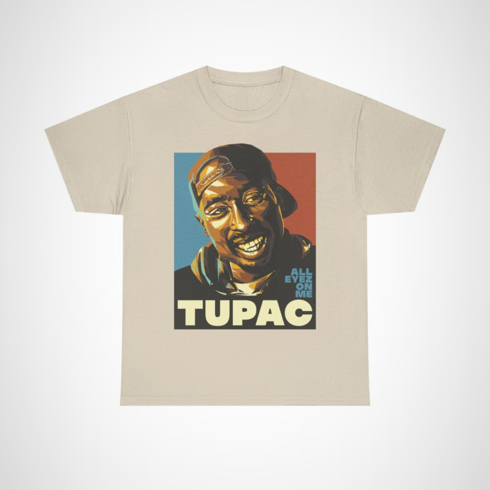 Tupac Shakur All Eyez On Me Graphic Tee, stylish hip-hop shirt for fans Sand colour