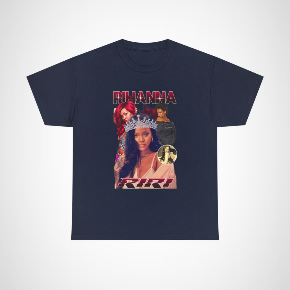 Rihanna Crowned Collection Riri Tribute T-Shirt with glamorous crown design Navy colour