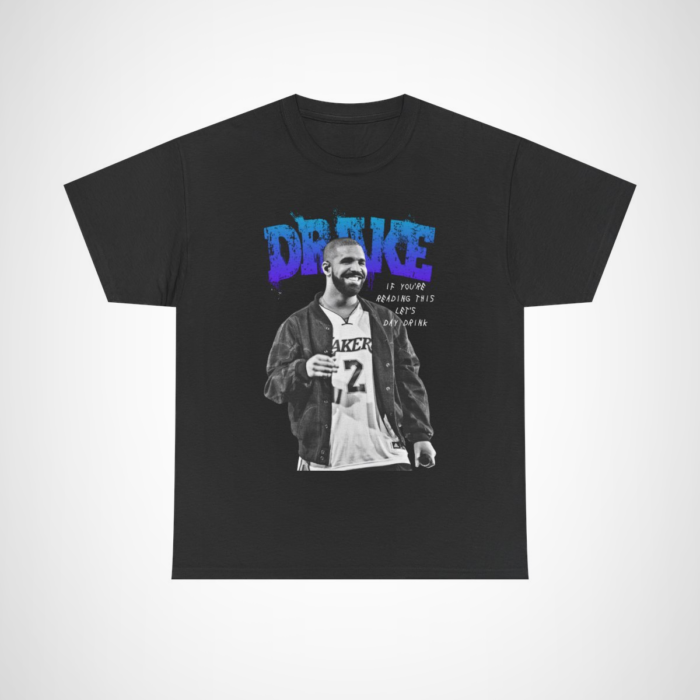 Drake Day Drink T-Shirt featuring bold graphics and fun slogan Black colour