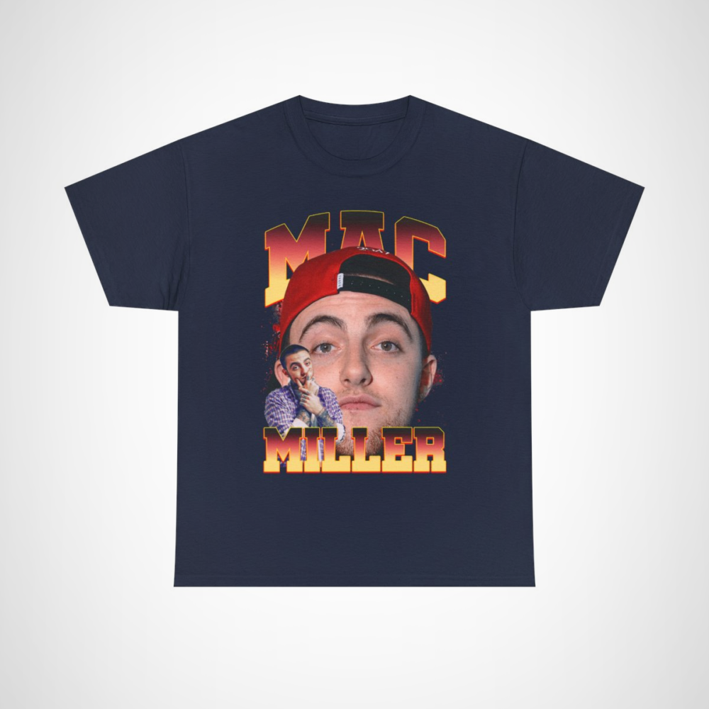 Mac Miller graphic tee for fans showcasing vibrant design Navy colour