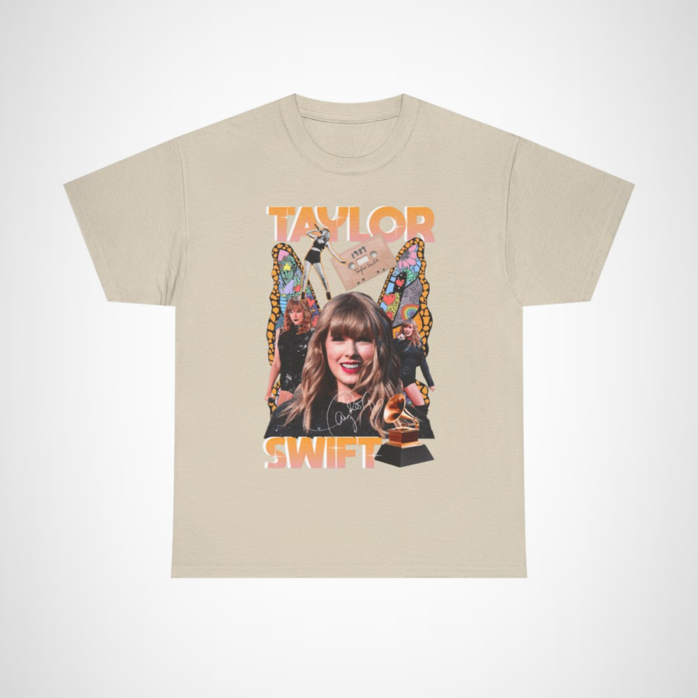 Taylor Swift 1989 concert graphic tee featuring retro design elements Sand colour