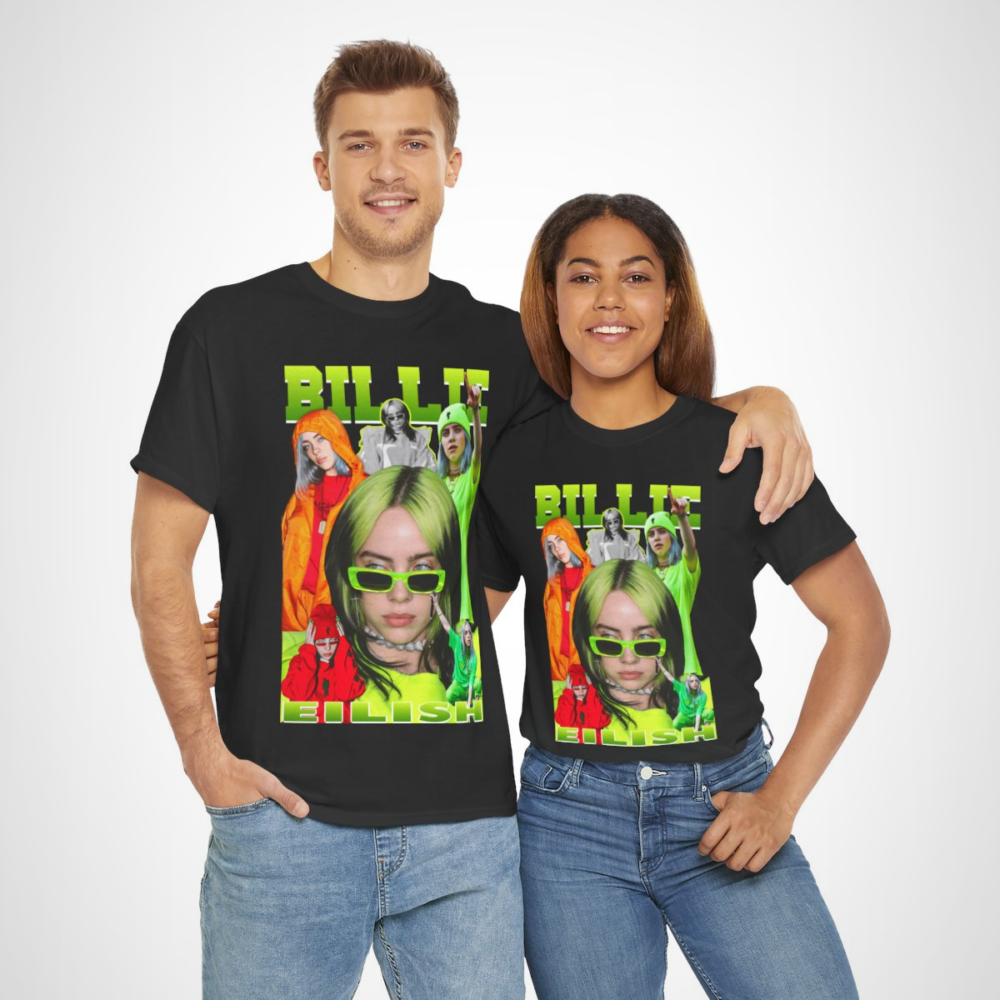 Billie Eilish Neon Style Graphic Tee featuring vibrant artwork and comfortable fabric