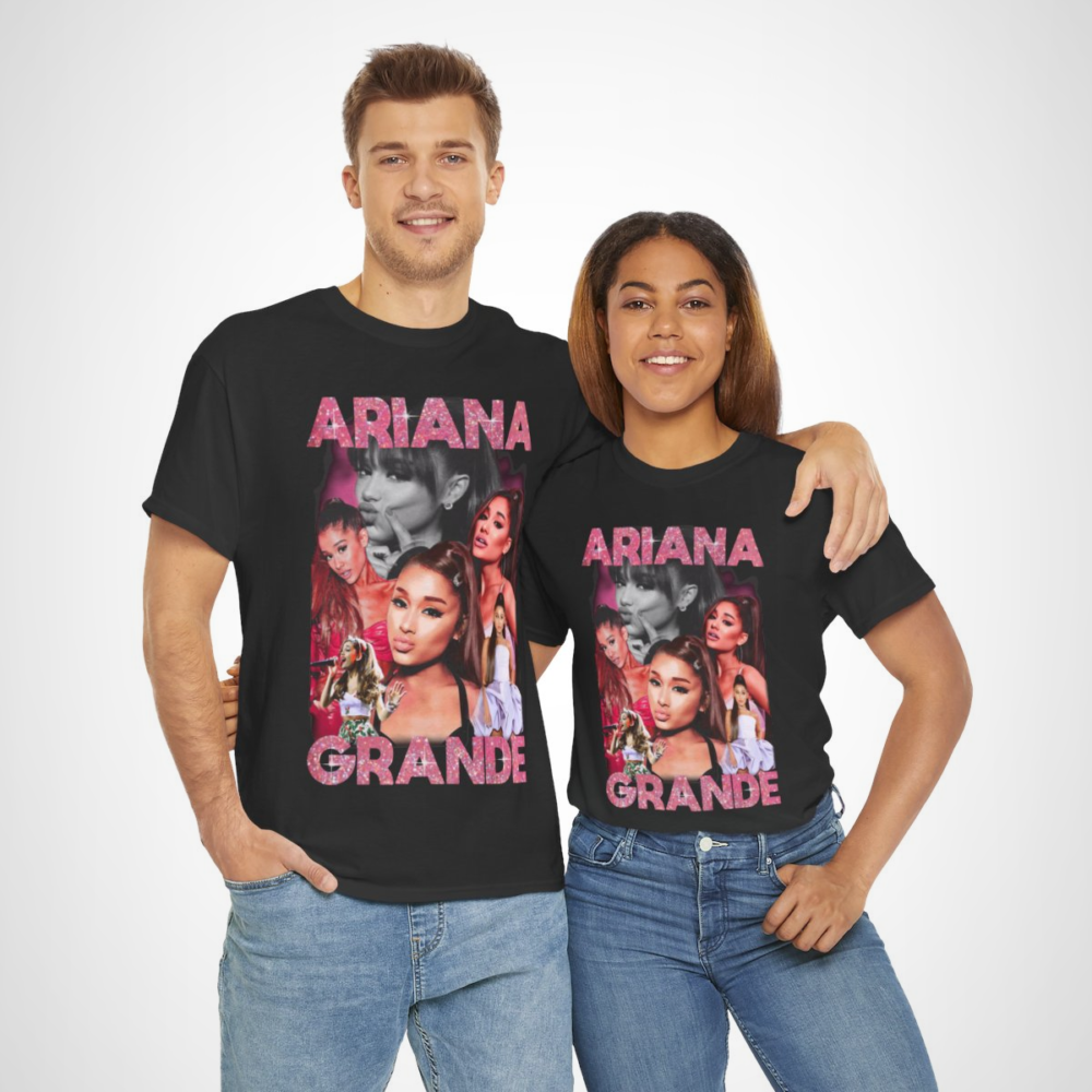 Ariana Grande Glitter Glam T-Shirt showcasing vibrant colours and sparkles