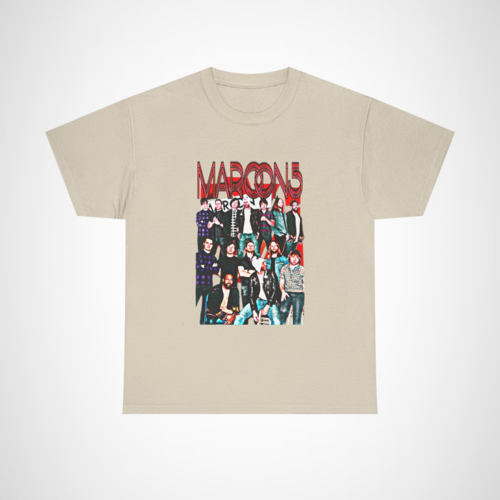 Vintage Maroon 5 T-Shirt with vibrant graphic for music fans Sand colour