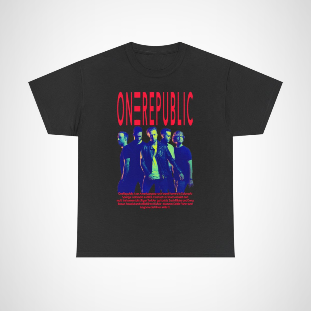 OneRepublic Band Tee showcasing vibrant graphic design for music lovers Black colour