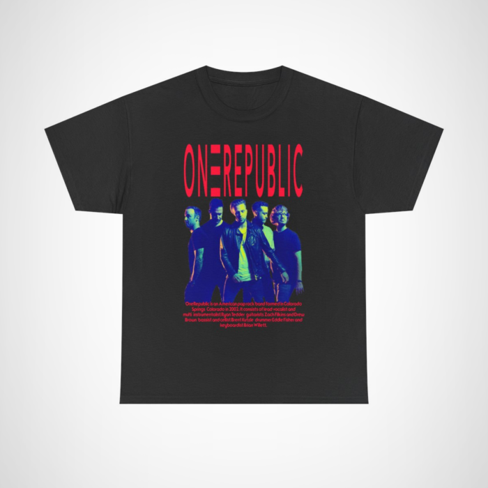 OneRepublic Band Tee showcasing vibrant graphic design for music lovers Black colour