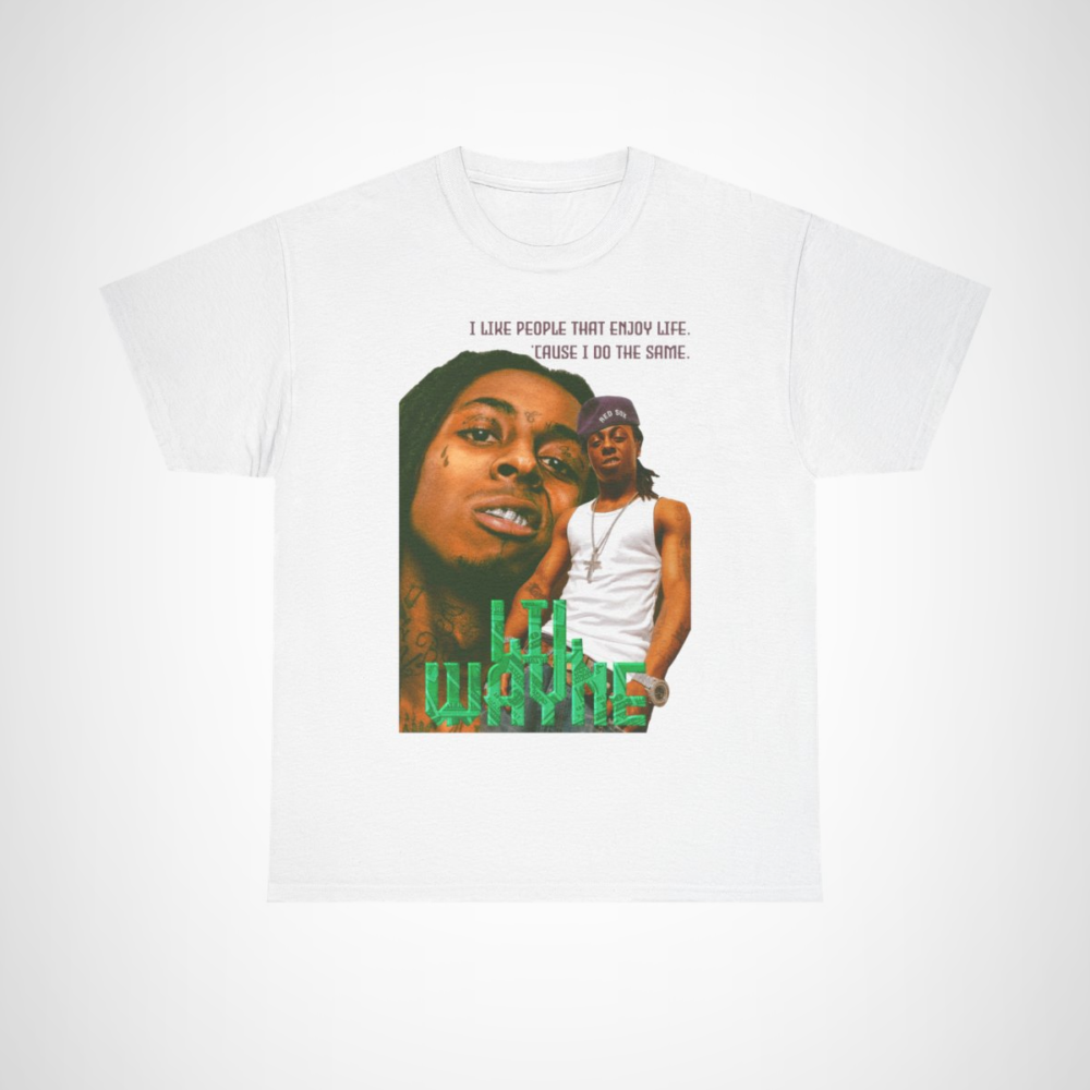 Lil Wayne Enjoy Life Quote T-Shirt featuring a vibrant design and inspiring quote White colour