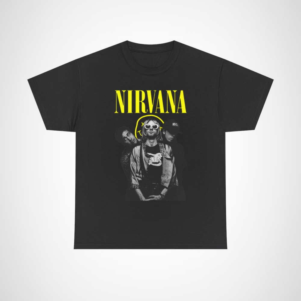 Vintage Nirvana Band T-Shirt perfect for fans of the 90s grunge music era Black colour