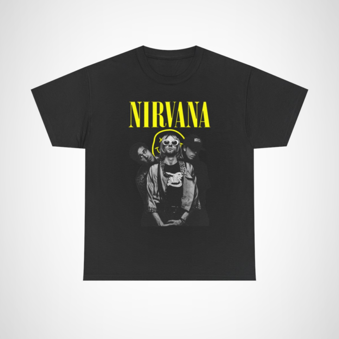 Vintage Nirvana Band T-Shirt perfect for fans of the 90s grunge music era Black colour