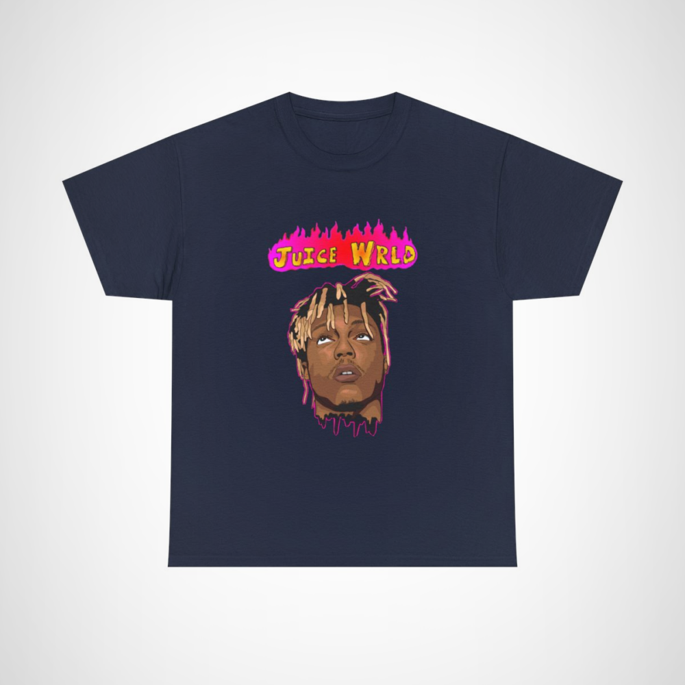 Juice WRLD artistic t-shirt with vibrant graphic design Navy colour