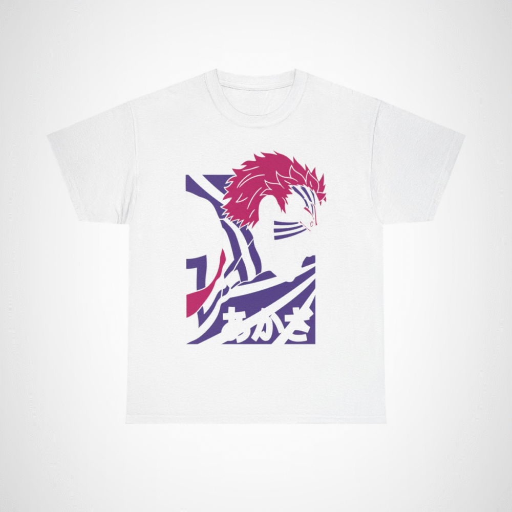 Fierce Akaza Anime Tee showcasing vibrant design and character illustration White colour
