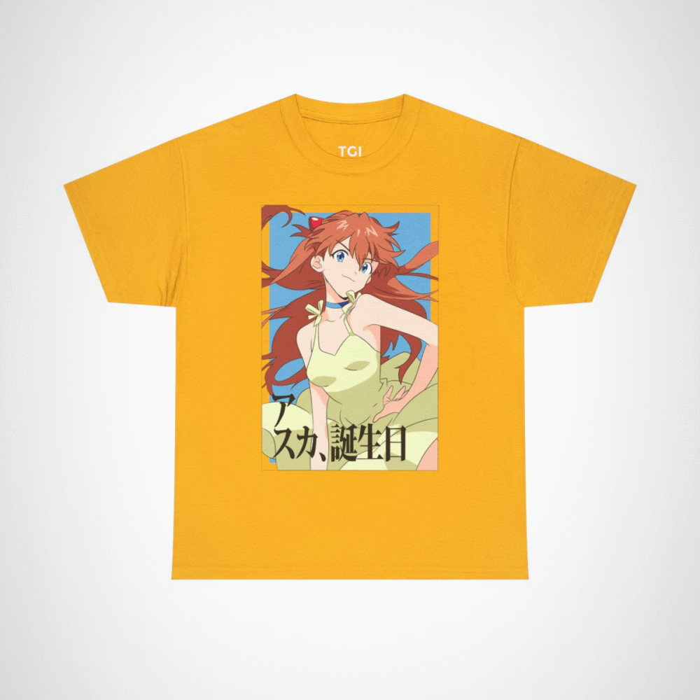 Asuka Birthday Anime T-Shirt for anime lovers Gold colour