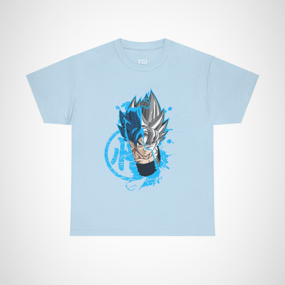 Ultra Instinct Fusion T-Shirt with Saiyan Showdown design Light Blue colour