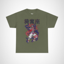 Mystical Warrior Graphic Tee with vibrant colors and intricate design Military Green colour