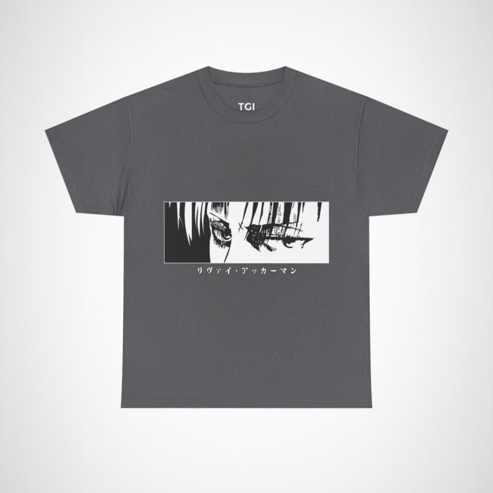 Graphic tee featuring Levi Ackerman's iconic eyes Charcoal colour