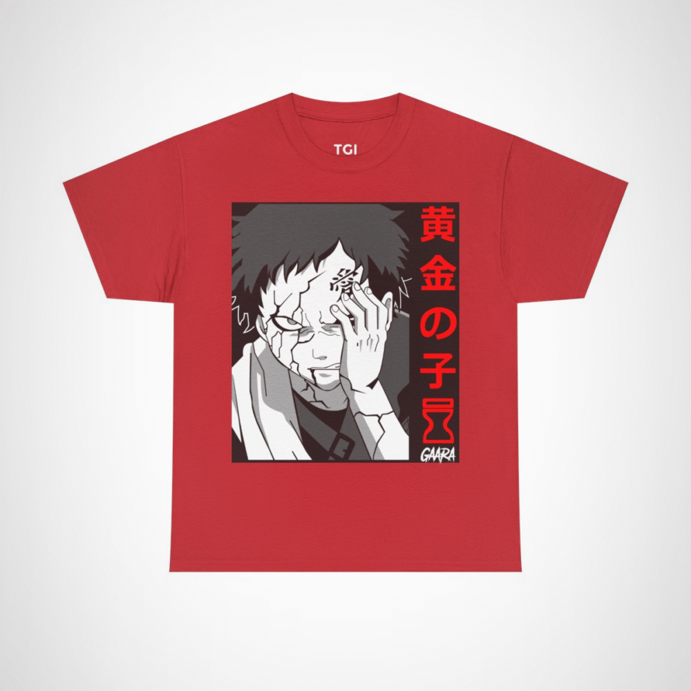 Gaara Aesthetic Manga Tee featuring unique anime art Red colour