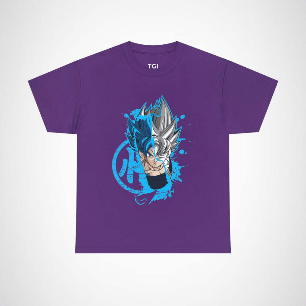 Ultra Instinct Fusion T-Shirt with Saiyan Showdown design Purple colour
