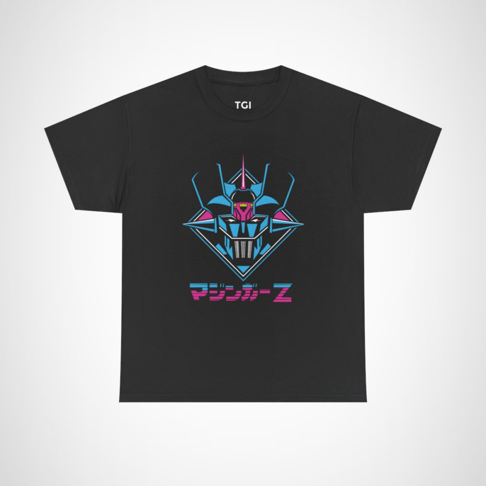 Retro Mazinger Z design t-shirt for anime fans Black colour