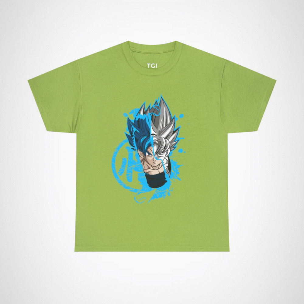 Ultra Instinct Fusion T-Shirt with Saiyan Showdown design Kiwi colour