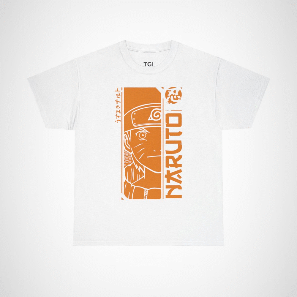 Naruto Uzumaki graphic t-shirt showcasing vibrant design for anime fans White colour