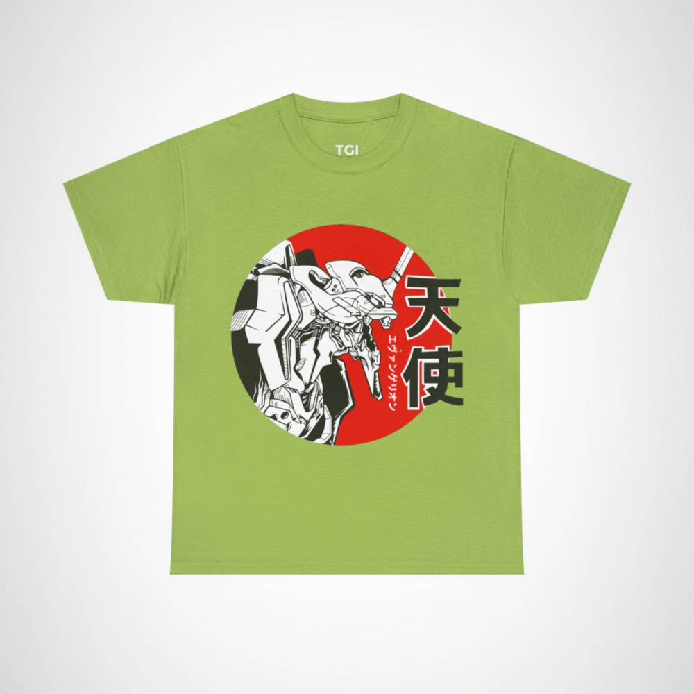 Epic Evangelion Mecha T-Shirt featuring stunning robot illustration Kiwi colour