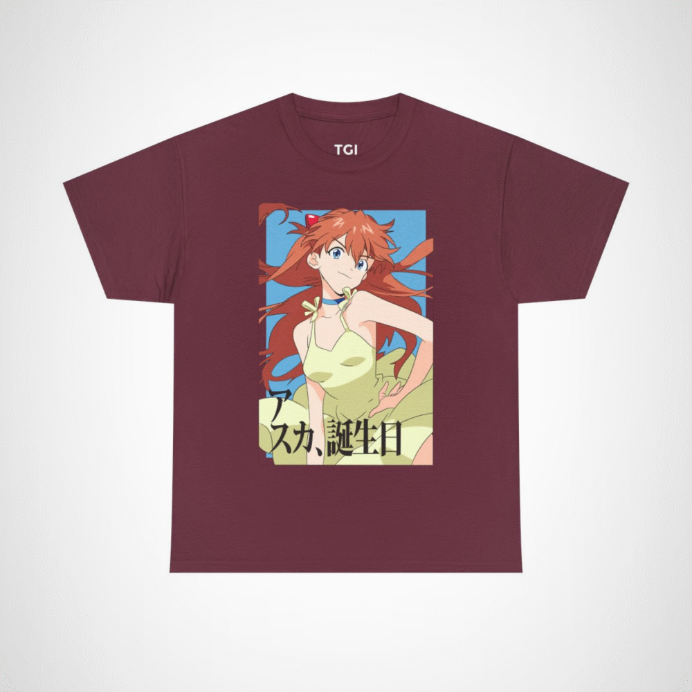 Asuka Birthday Anime T-Shirt for anime lovers Maroon colour