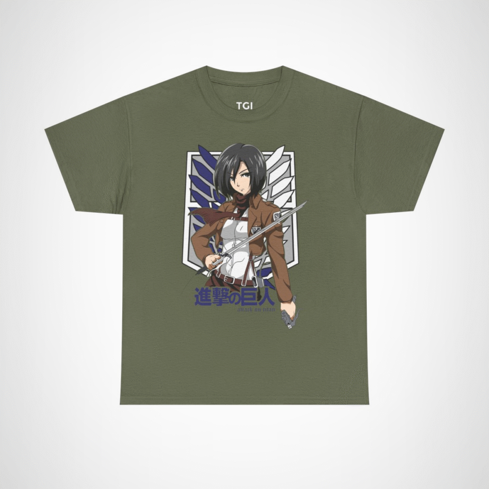 Fearless Fighter T-Shirt inspired by Attack on Titan Military Green colour