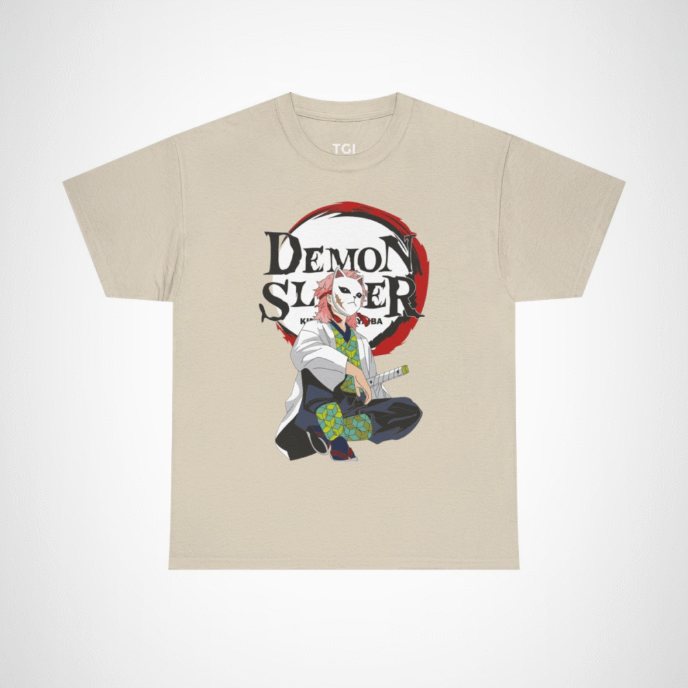 Demon Slayer Kimetsu no Yaiba character t-shirt design Sand colour