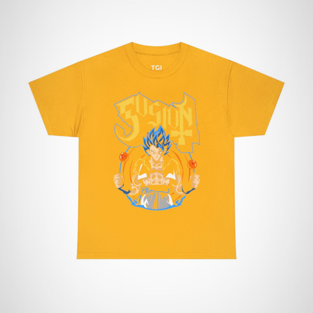 Epic Fusion T-Shirt featuring a stylish anime design for fans Gold colour