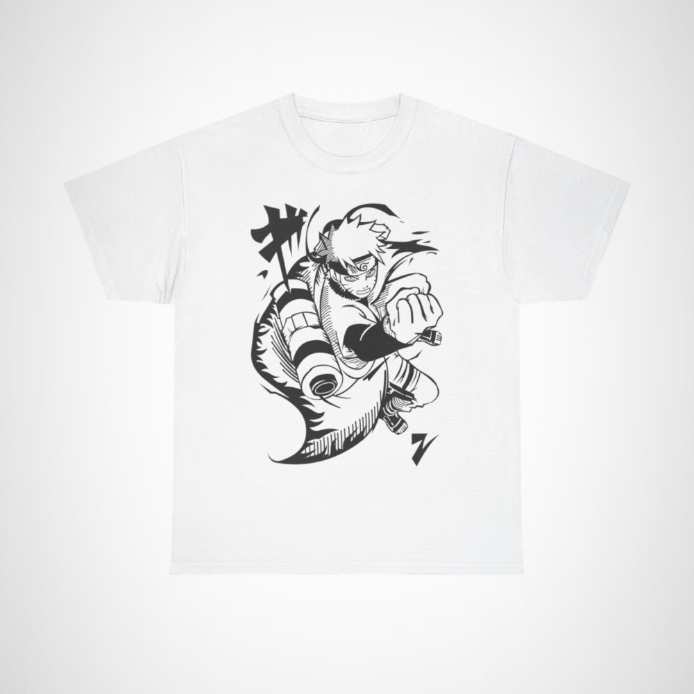 Epic Ninja Adventure T-Shirt featuring an action-packed anime character White colour
