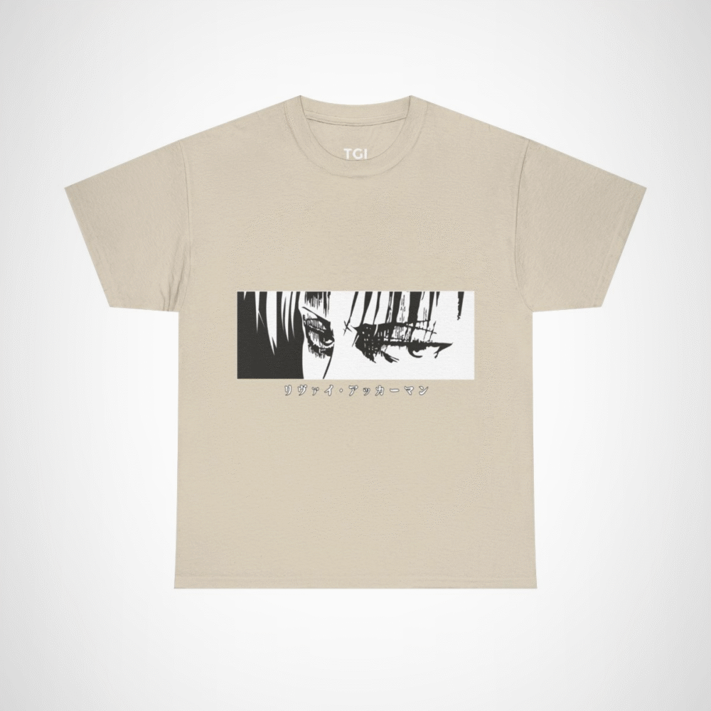 Graphic tee featuring Levi Ackerman's iconic eyes Sand colour